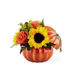 The FTD Harvest Traditions Pumpkin from Victor Mathis Florist in Louisville, KY